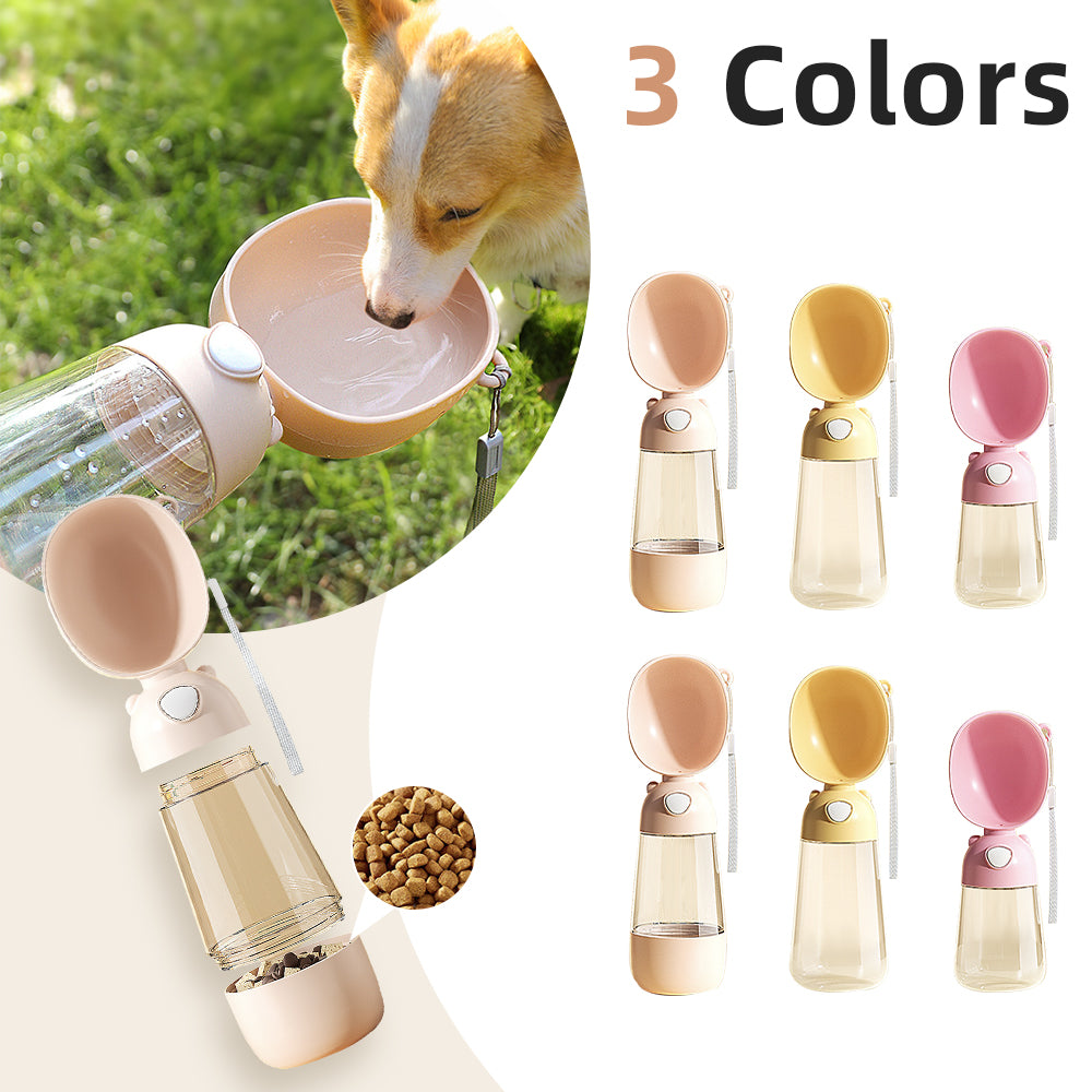 2-in-1 Portable Pet Water Bottle & Snack Container – Leak-Proof Travel Dispenser
