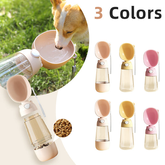 2-in-1 Portable Pet Water Bottle & Snack Container – Leak-Proof Travel Dispenser